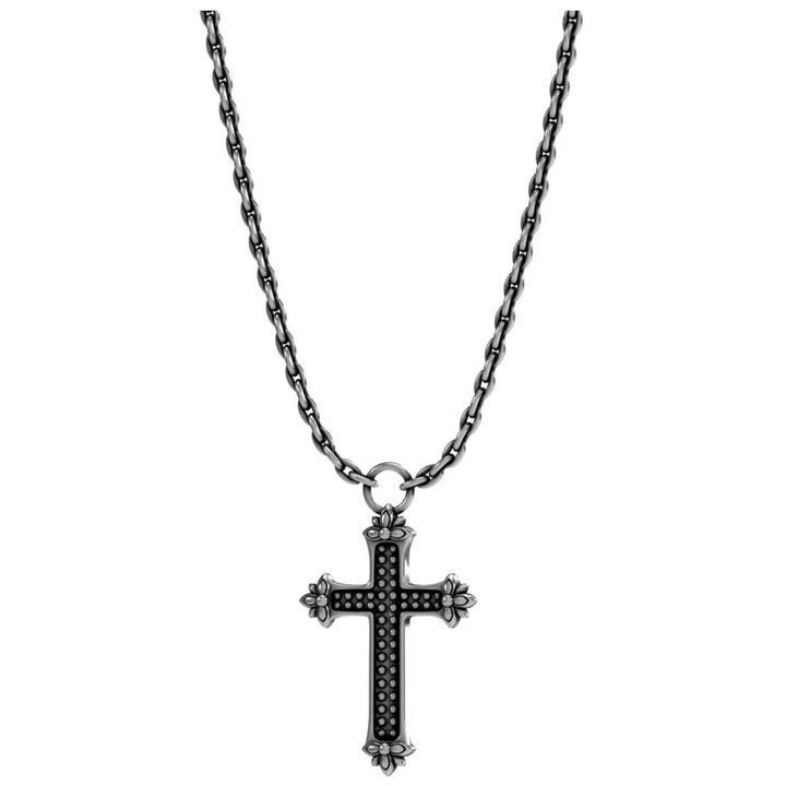 Collana Uomo John Richmond Croce Brunita Bronzo Argentato JRPP09BW