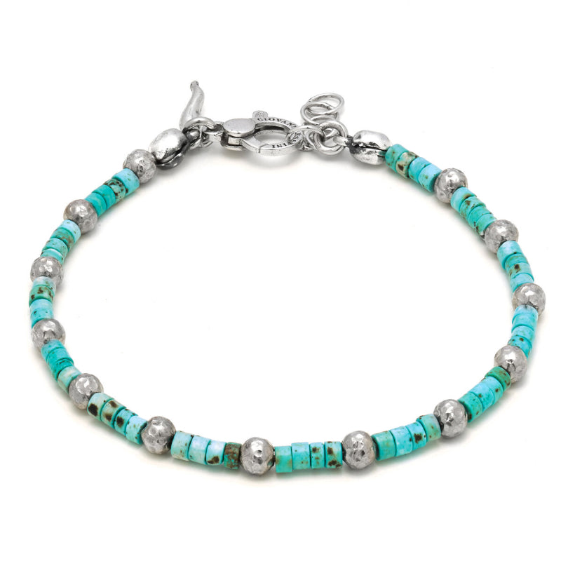 Bracciale Uomo Giovanni Raspini Argento 925 Tango Biglie Howlite Turchese 11362L