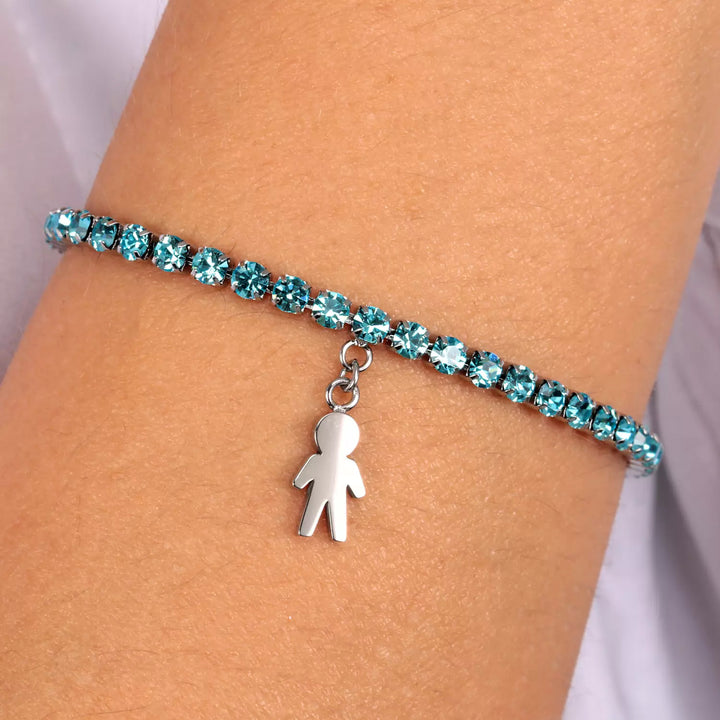 Bracciale Donna La Petite Acciaio Con Zirconi Turchesi E Charm Omino LPS05ASF34
