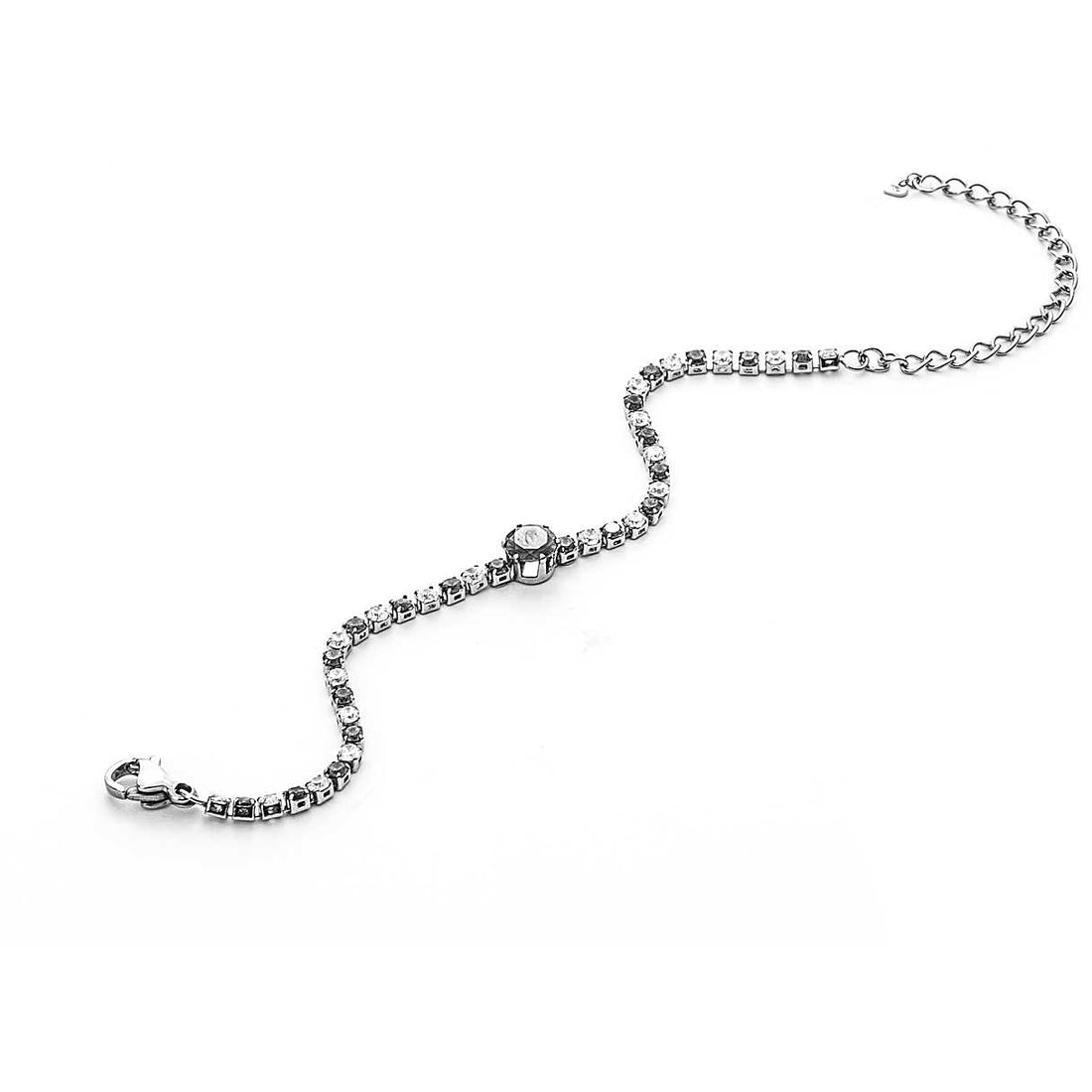 Bracciale Tennis Donna 4US Cesare Paciotti Acciaio Con Zirconi bianchi e neri 4UBR4826W