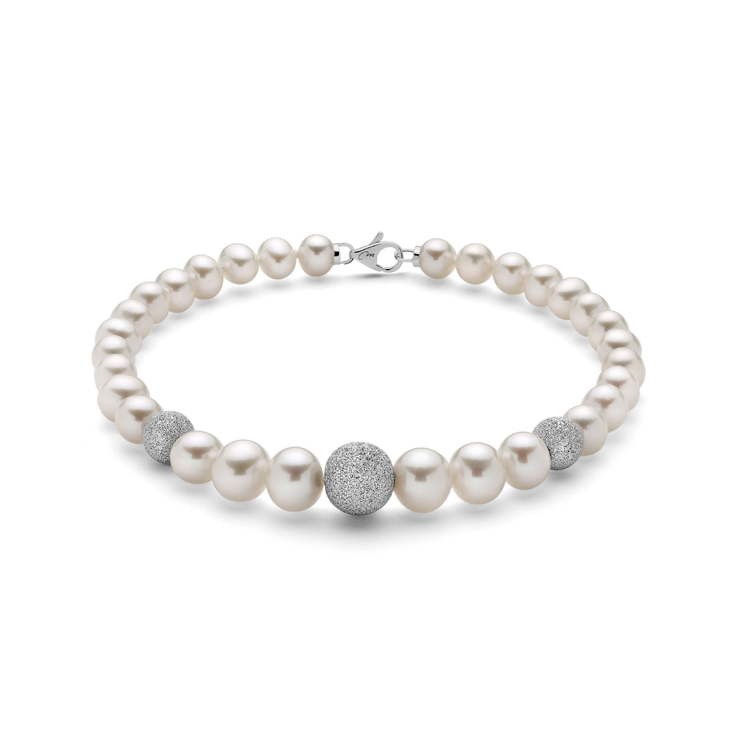 Bracciale Donna Miluna Perle Acqua Dolce 4,5-7 mm Crescente Oro Bianco PBR999V