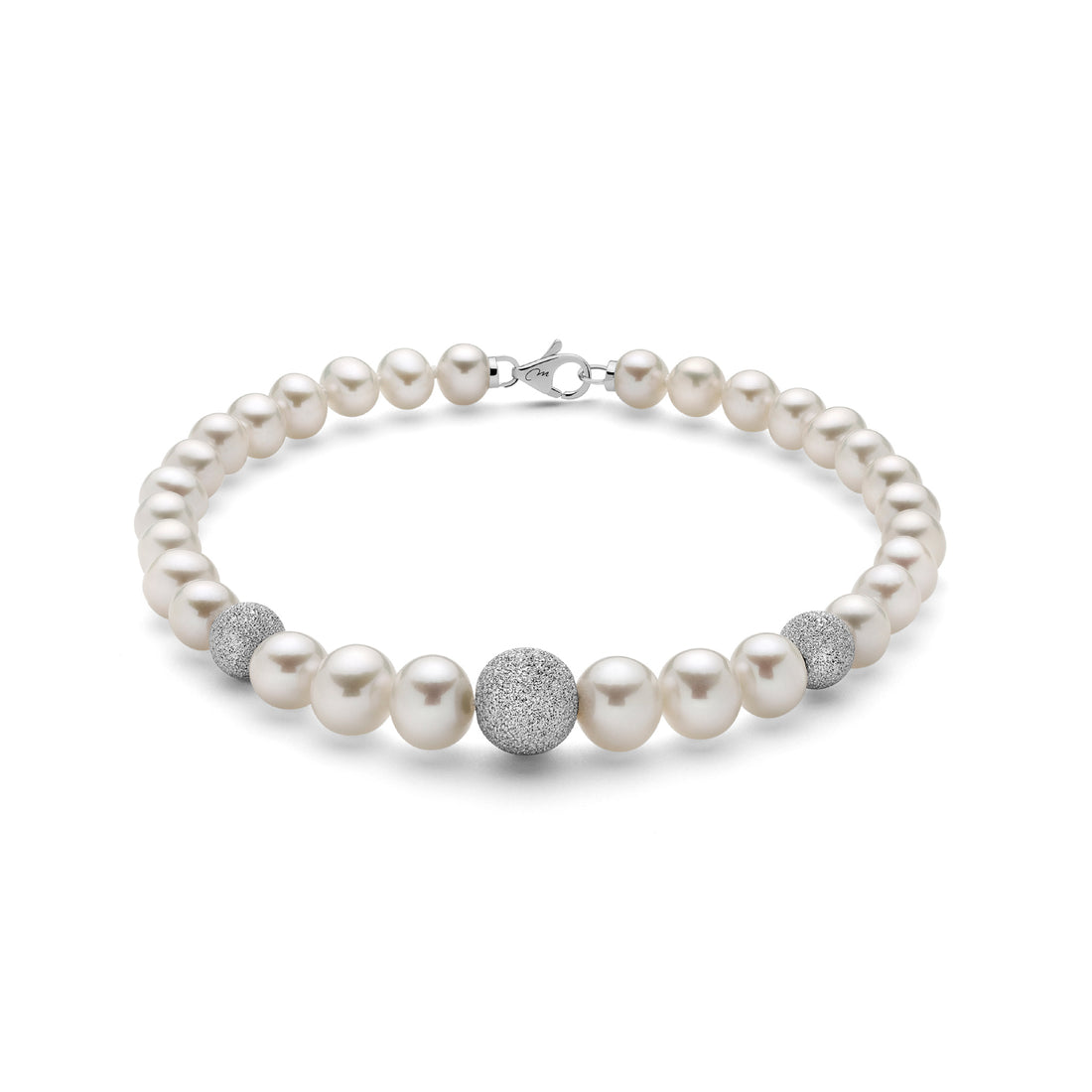 Bracciale Donna Miluna Perle Acqua Dolce 4,5-7 mm Crescente Oro Bianco PBR999V
