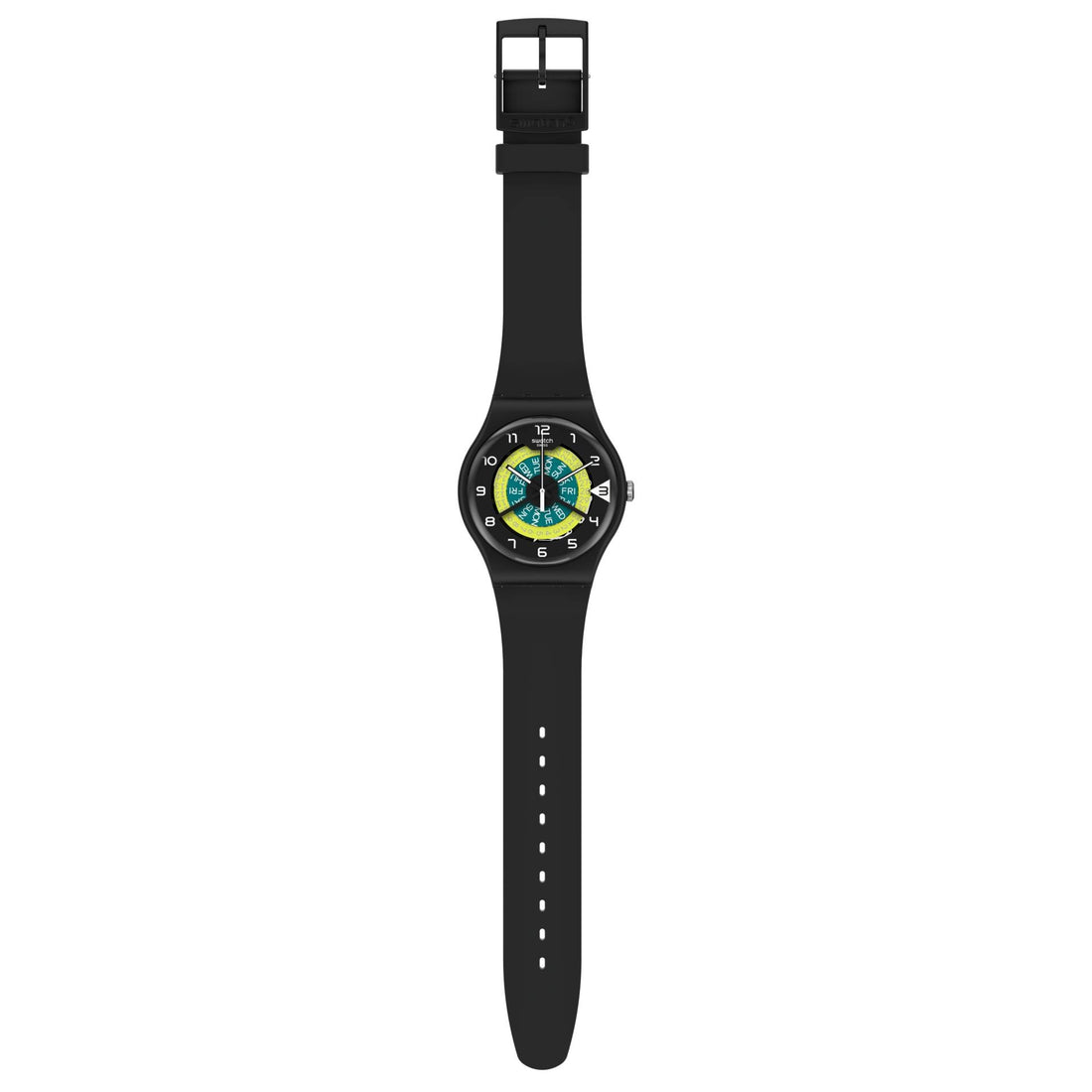 Orologio Uomo Swatch Gomma Quarzo Data Giorno Verde Nero Solo Tempo SUOB732