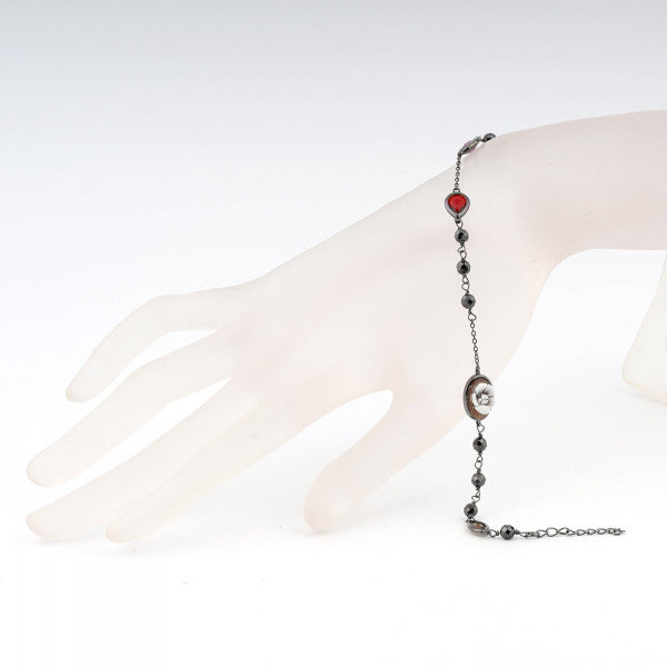 Bracciale Donna Cameo Italiano Argento 925 Argento Brunito Pietre BC16-N