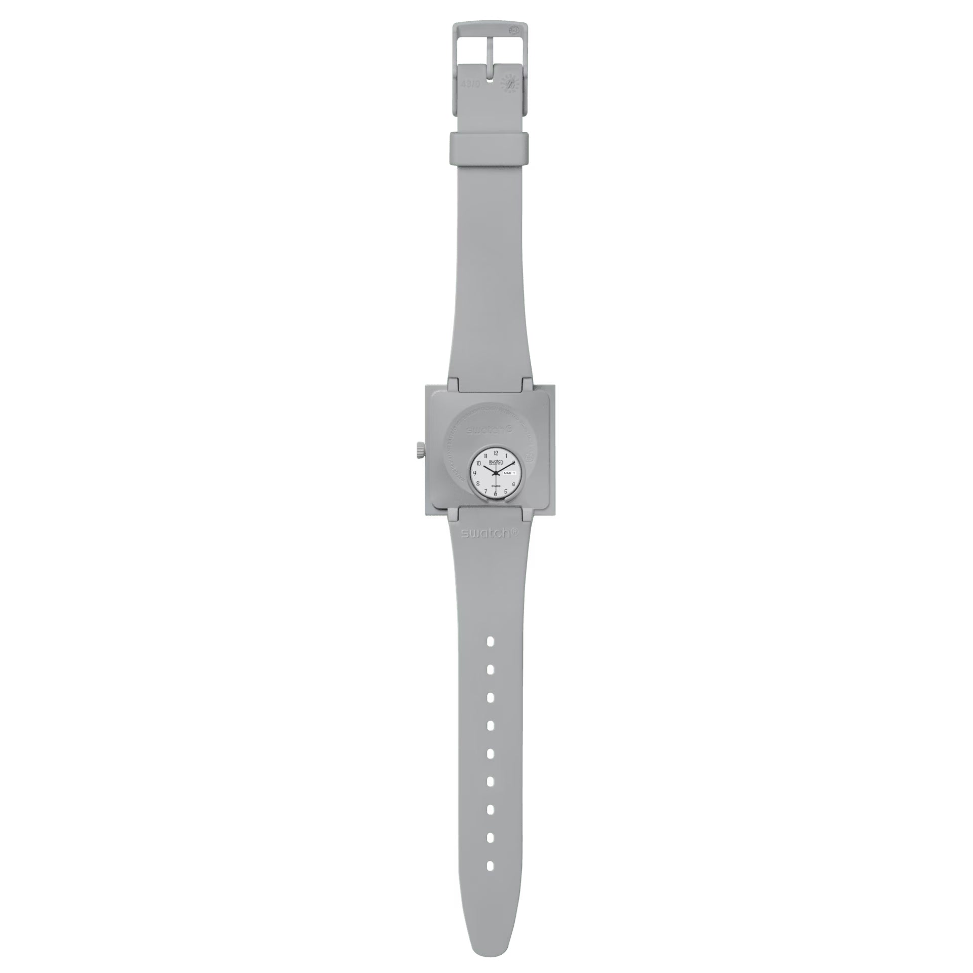 Orologio Unisex Swatch What IF Cassa Quadrata Grigio Quarzo Doppia Data SO34M700