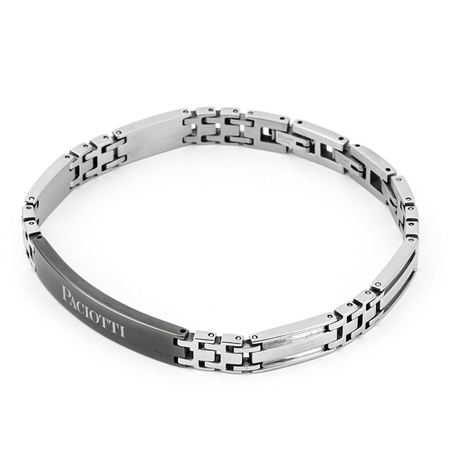 Bracciale Uomo 4US Cesare Paciotti Acciaio Targa Placcata Nero 4UBR4423