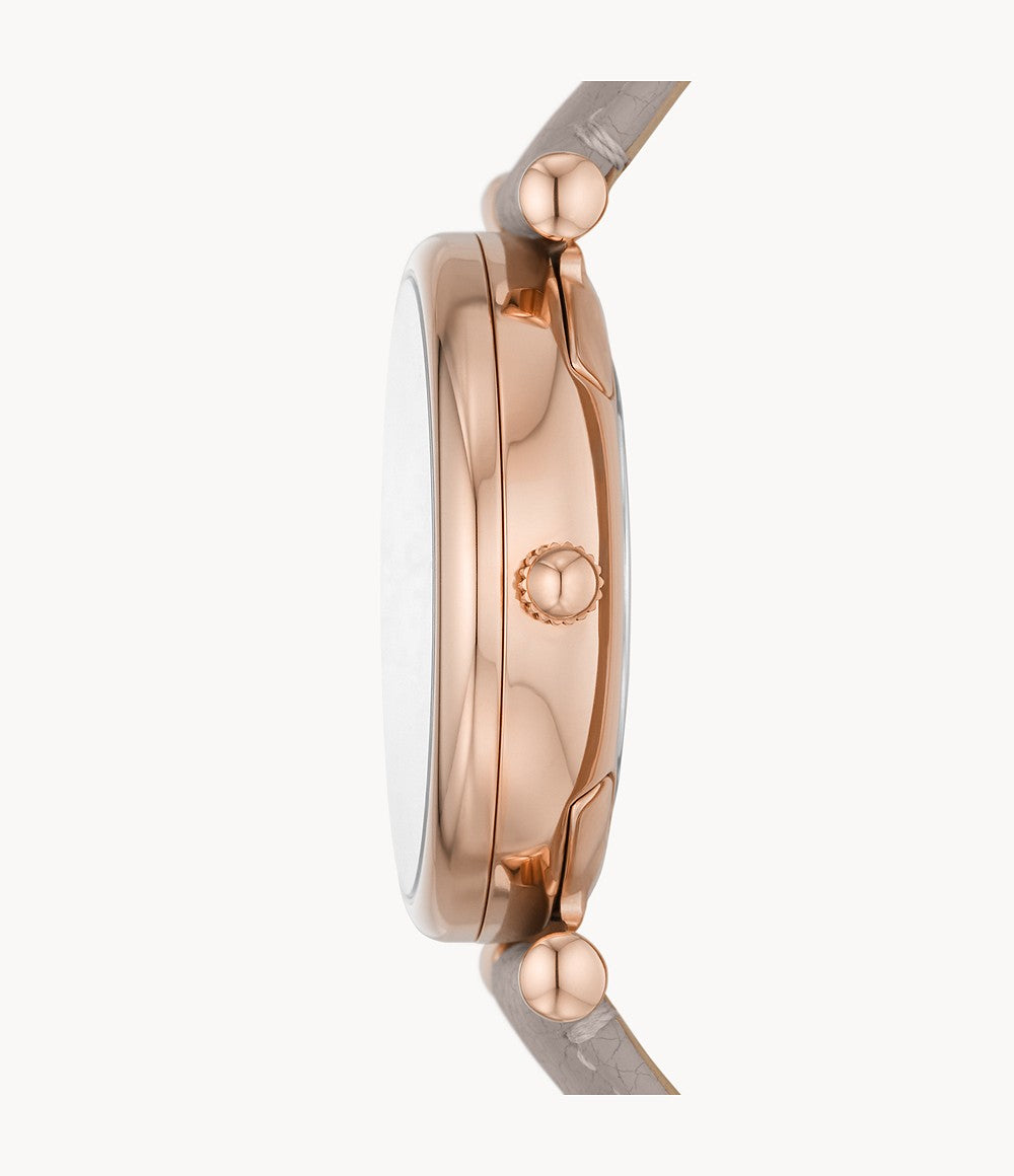 Orologio Donna Fossil Quarzo Solo Tempo Acciaio Rosè Pelle Grigio ES5161