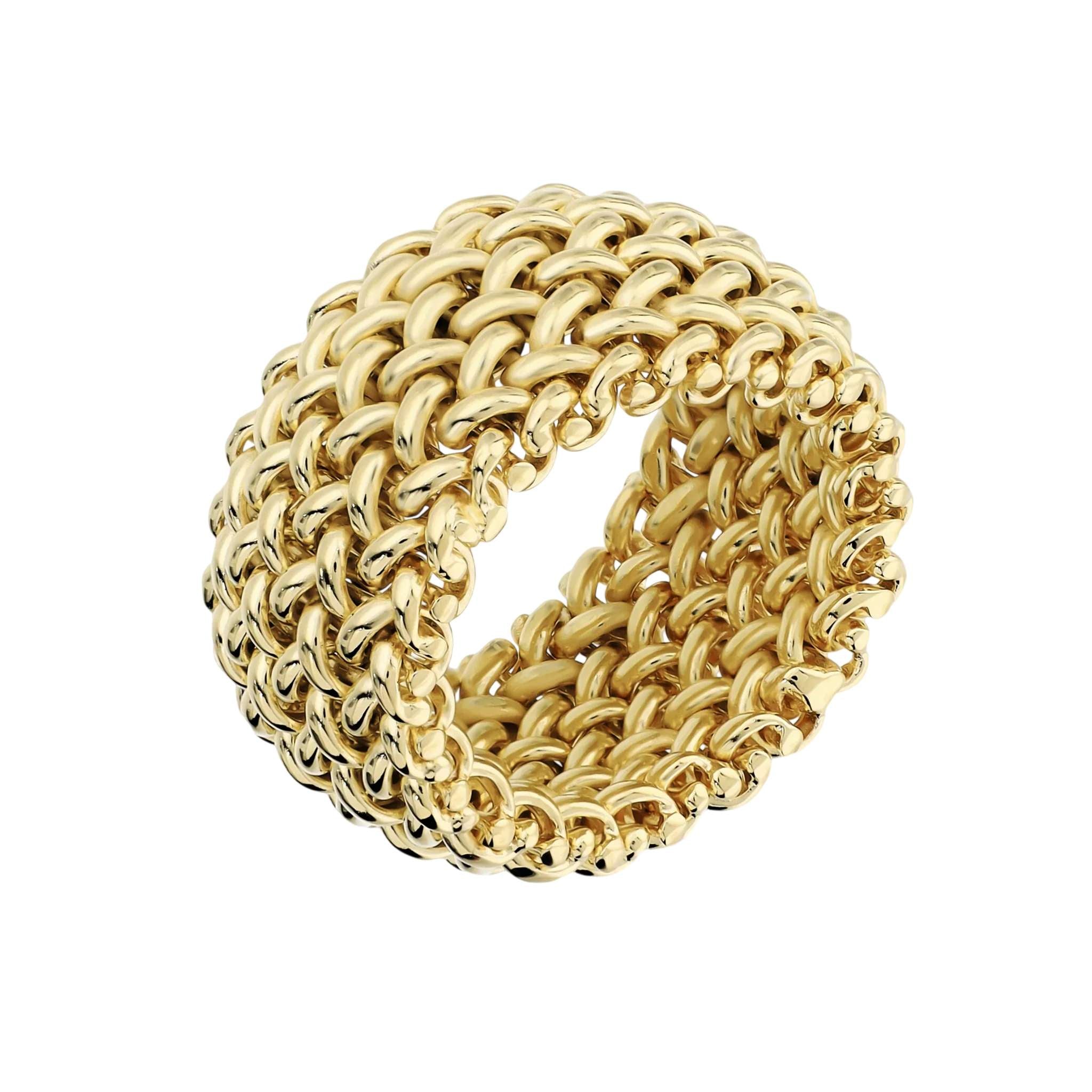 Anello Donna Etrusca Bronzo Dorato Fascia Chicco Di Riso WSET01013.YG-18