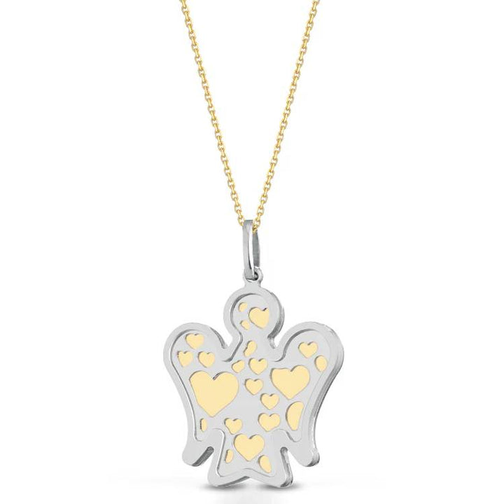 Collana Donna Roberto Giannotti Argento 925 Angelo Double Face Oro Giallo 9 Kt Cuori NAG06