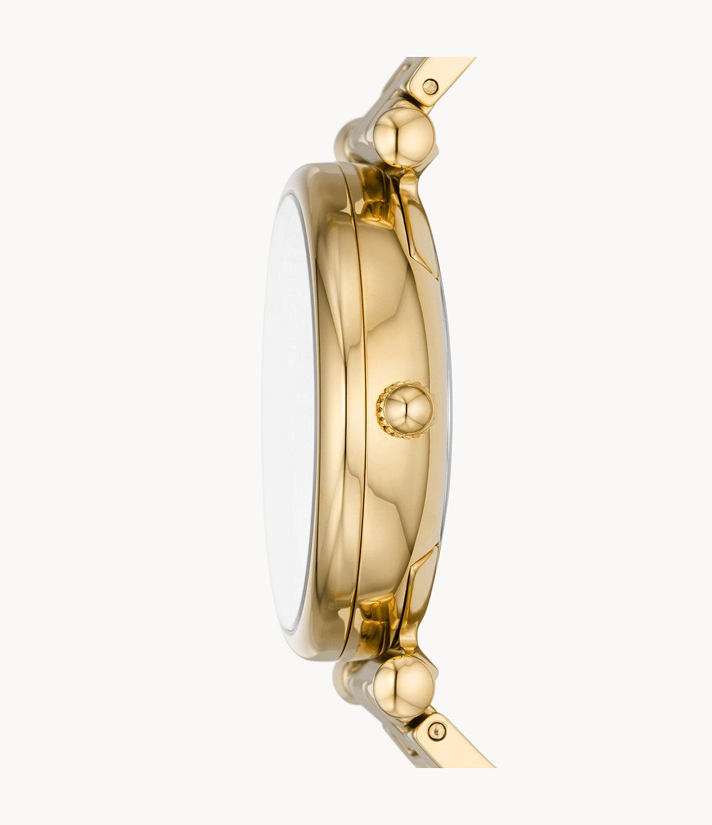 Orologio Donna Fossil Quarzo Solo Tempo Data Acciaio Dorato Numeri ES5159