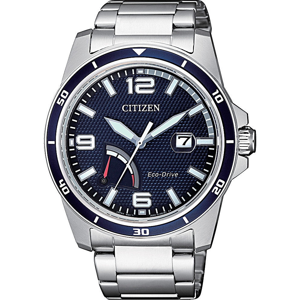 Orologio Citizen Uomo Acciaio Eco drive Blu Solo Tempo Data AW7037-82L