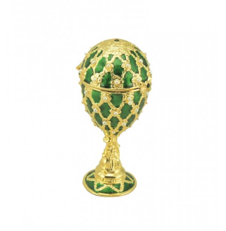 Scultura Il Mondo Dei Carillion Uovo Dorato Verde 13.5 cm 23801