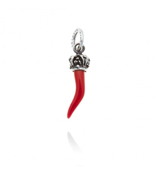 Charm Unisex Giovanni Raspini Argento 925 Corno Rosso Corona Fatto A Mano 10166