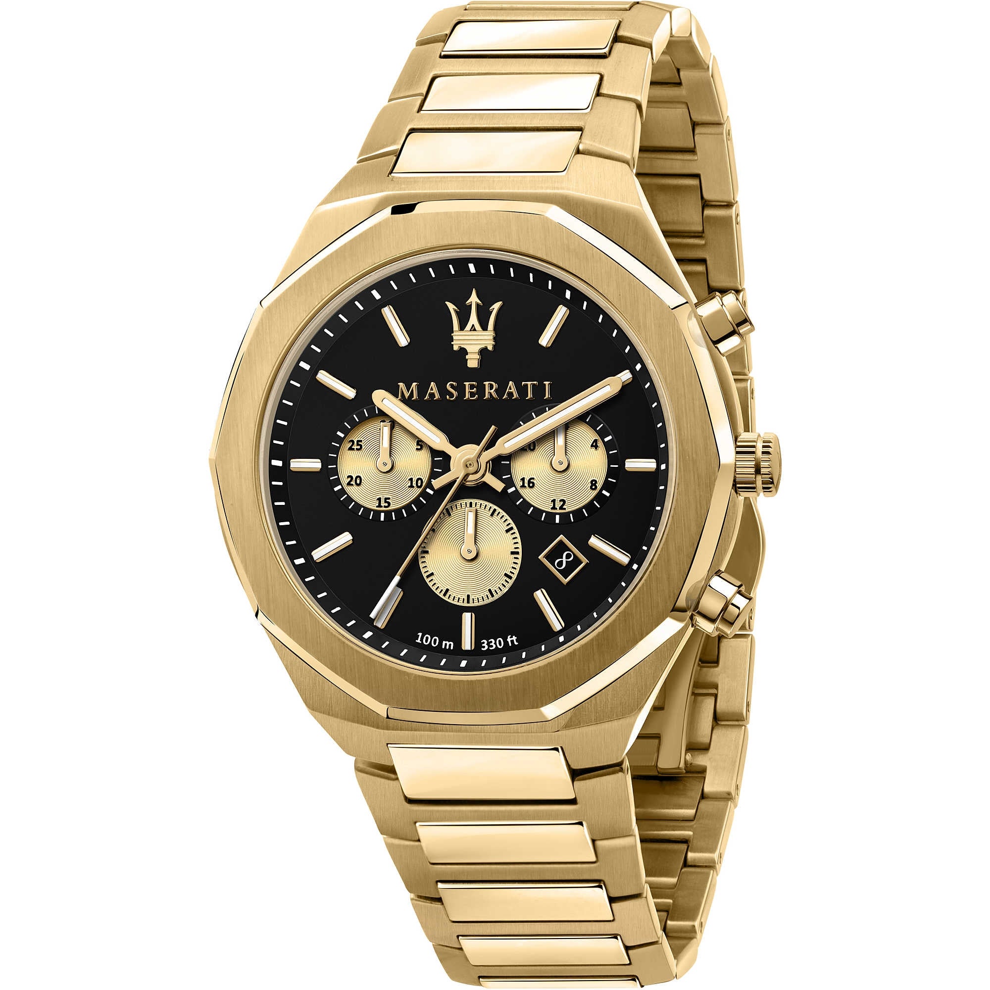 Orologio Uomo Acciaio Maserati STILE Crono Data dorato R8873642001