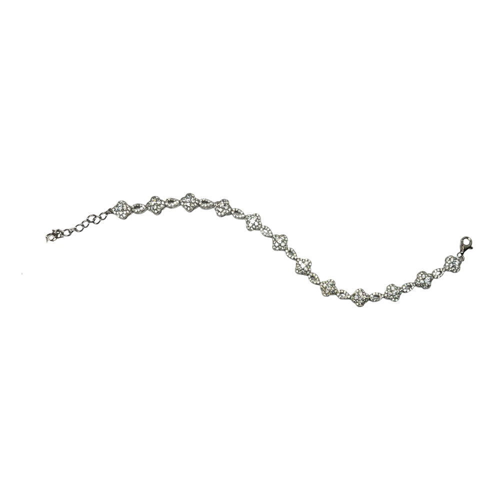 Bracciale Unisex Re Mida Tennis Argento Quadrifoglio Zirconi Bianchi Tennis-12