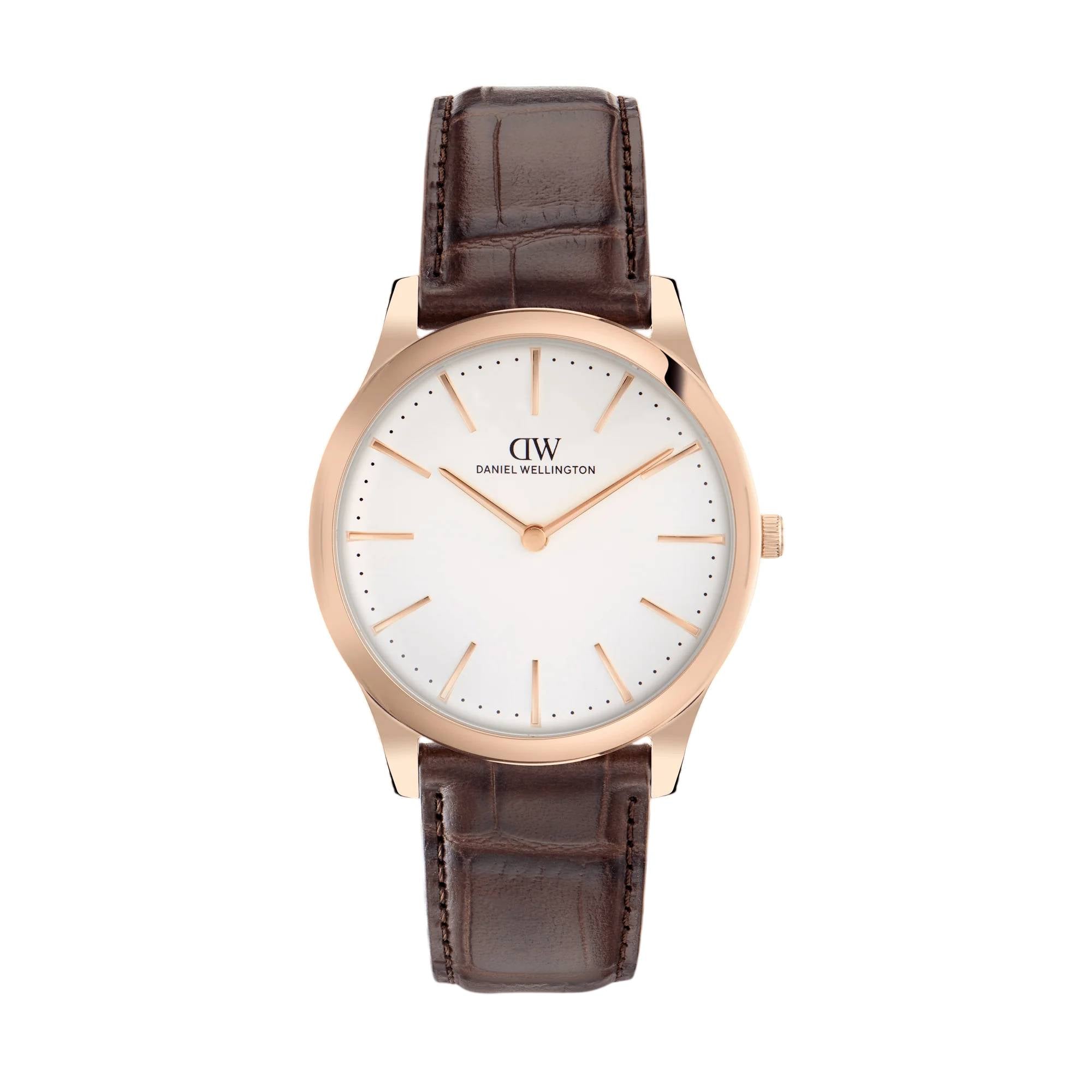 Orologio Uomo Daniel Wellington Pathfinder Pelle Marrone Acciaio Rosè DW00100984