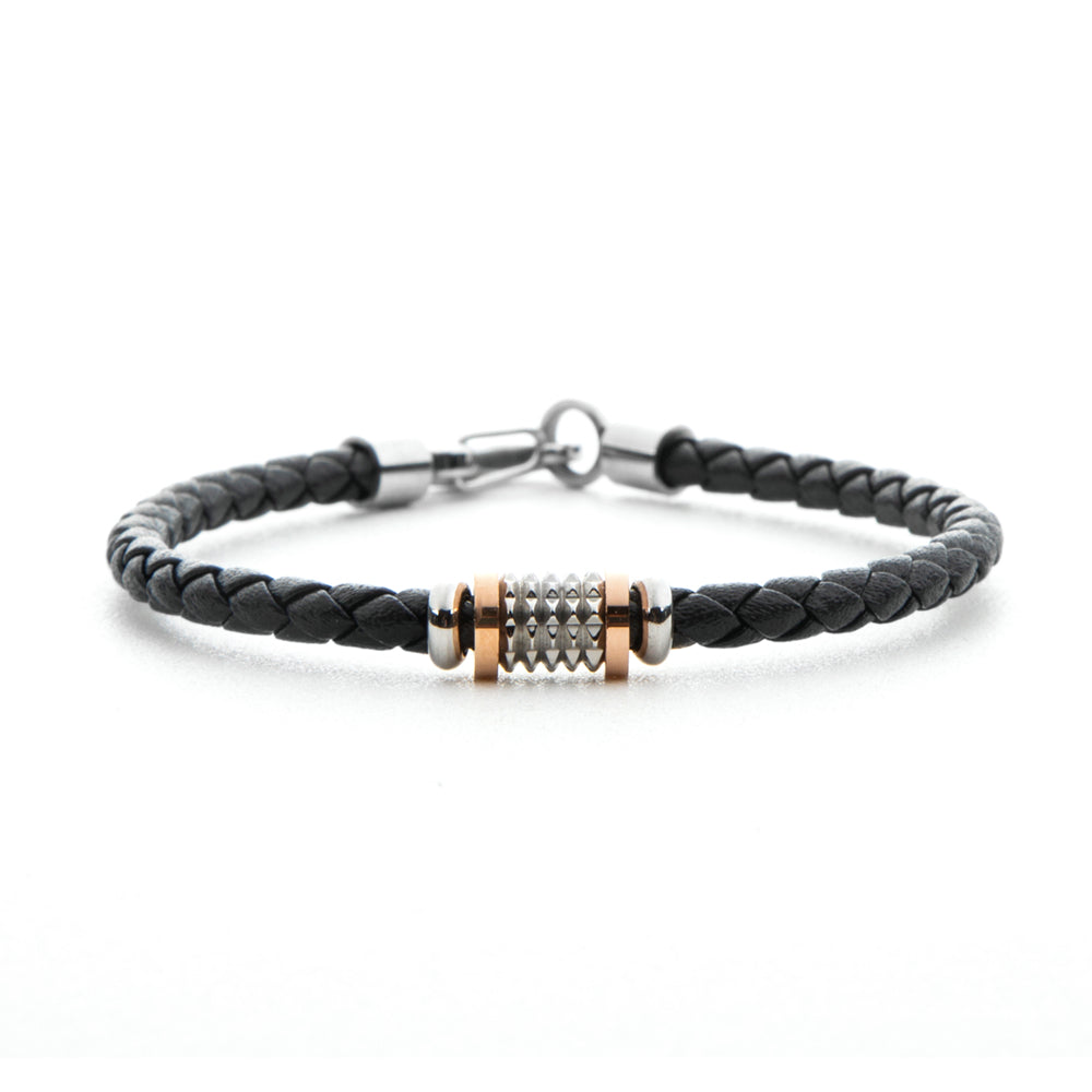 Bracciale Uomo 4US Cesare Paciotti Acciaio Cuoio Intrecciato Semirigido 4UBR5994