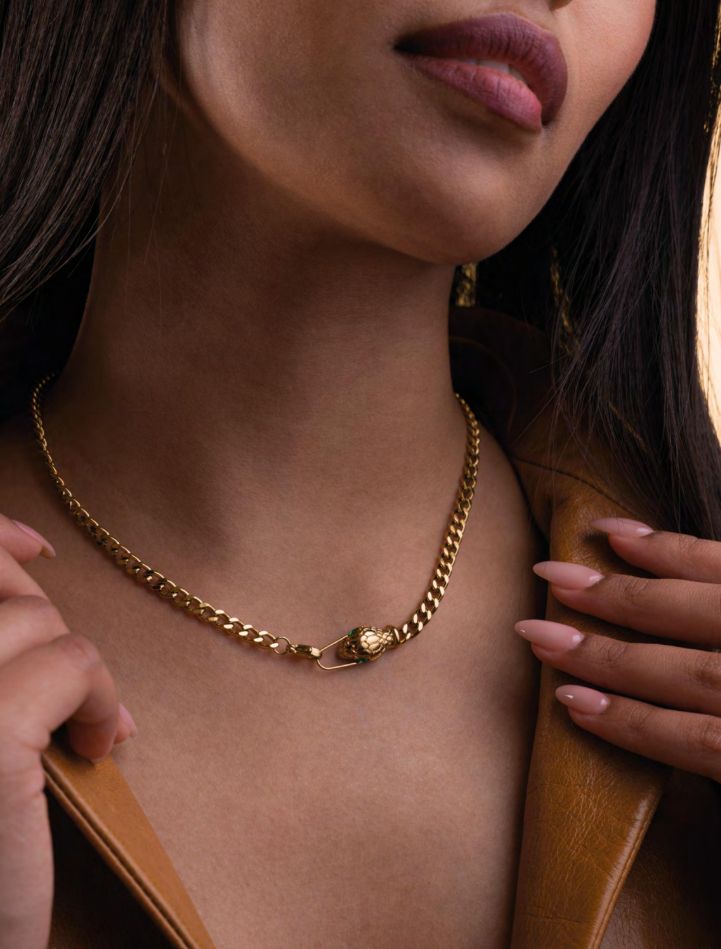 Collana Donna 4US Cesare Paciotti Serpente Acciaio Dorato 4UCL8166W