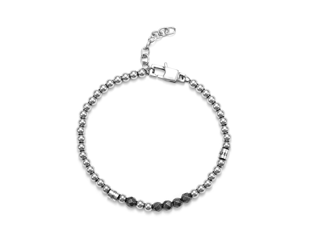 Bracciale Uomo 4US Cesare Paciotti Acciaio Biglie Ematite Sfaccettate 4UBR5613