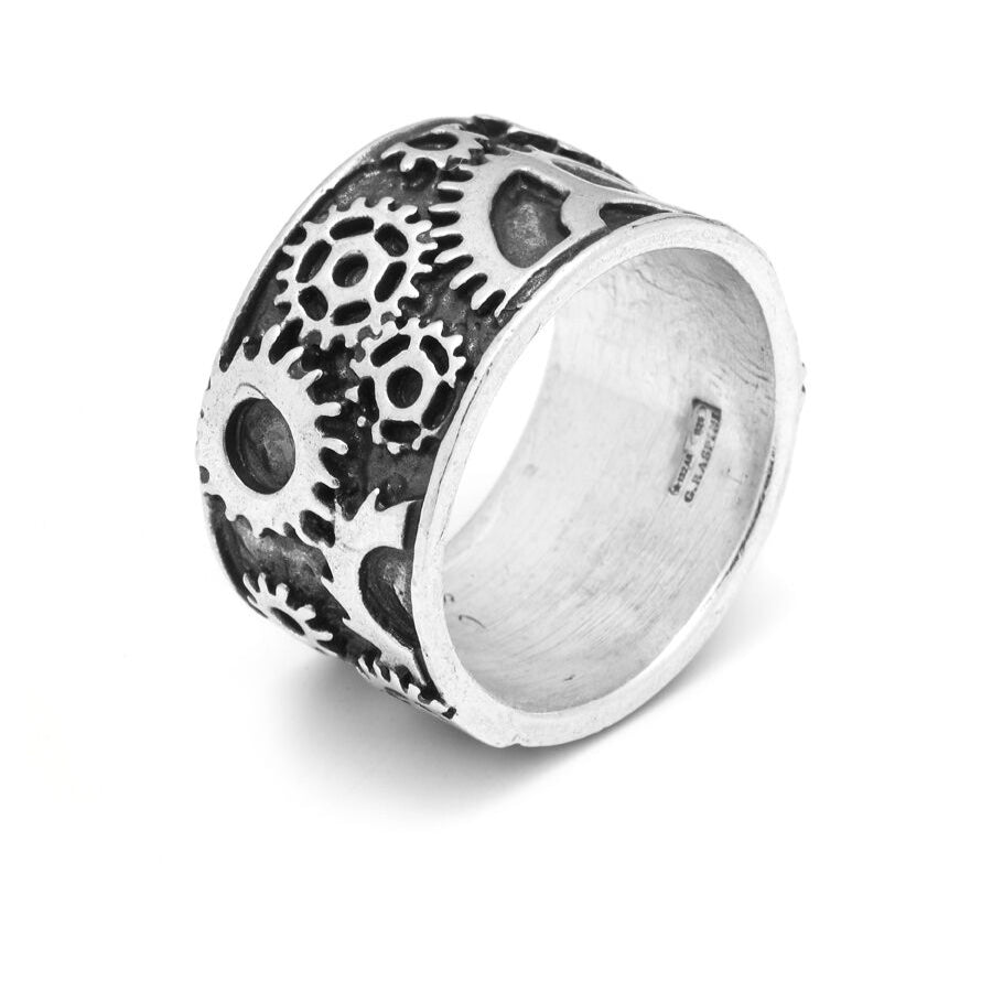 Anello Uomo Giovanni Raspini Argento 925 Fascia Ingranaggi Meccanici 11327/22