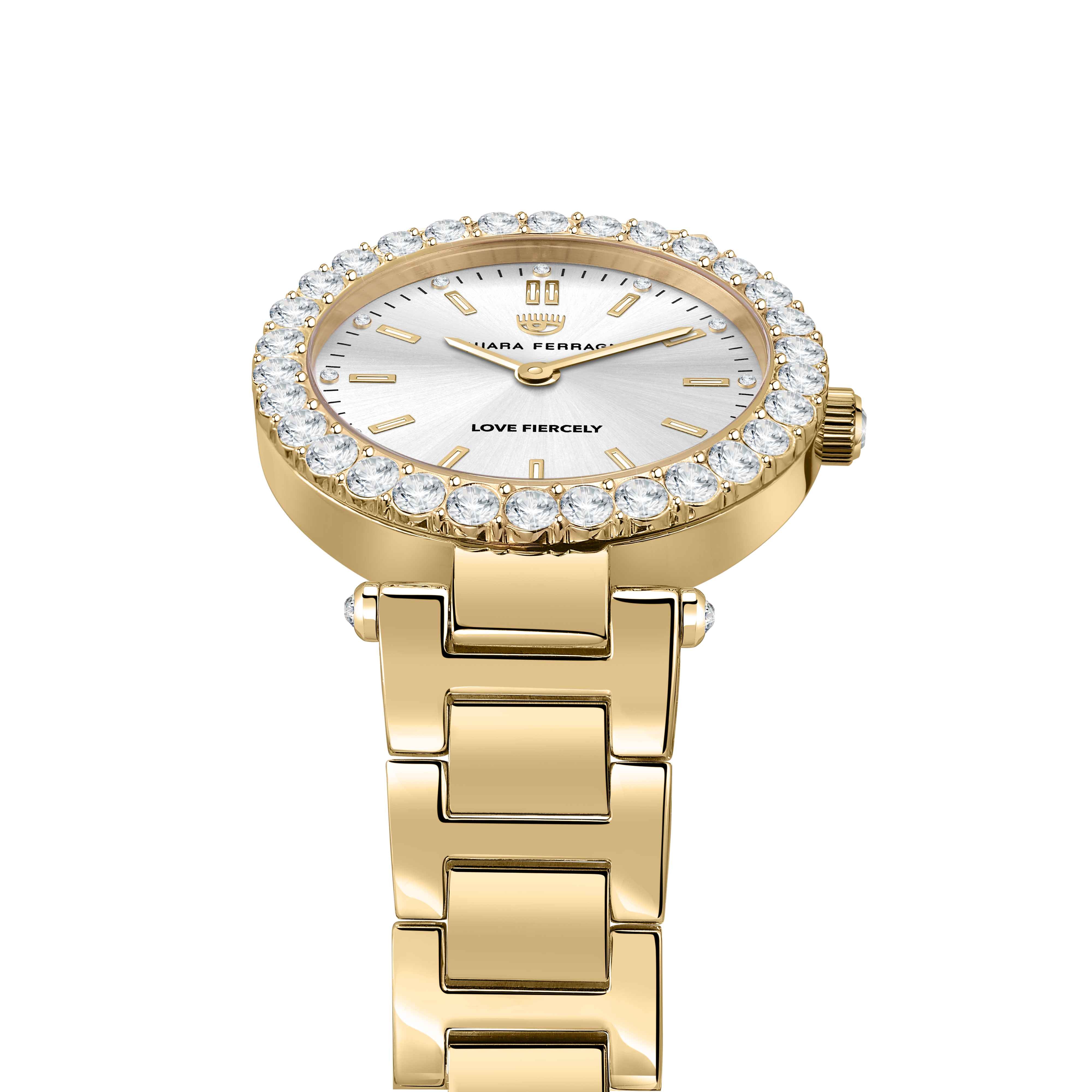 Orologio Donna Chiara Ferragni Quarzo solo Tempo Acciaio Dorato Zirconi Bianchi