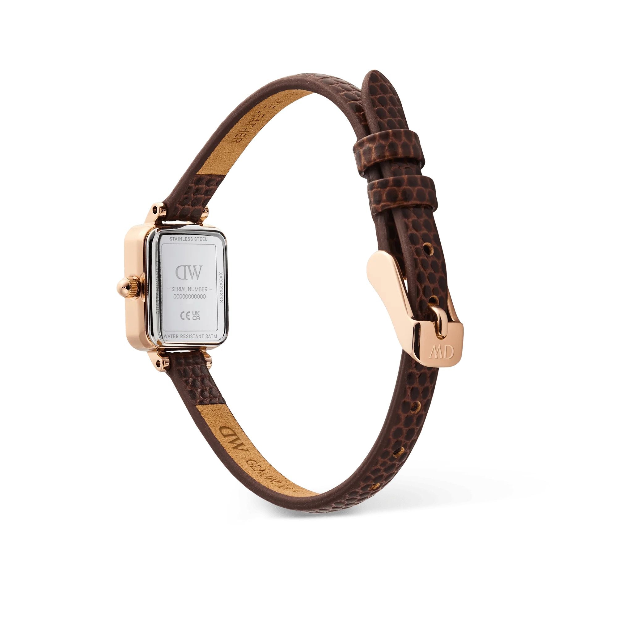 Orologio Donna Daniel Wellington Quadro Mini Pelle Marrone Lizard Padstow DW00100959