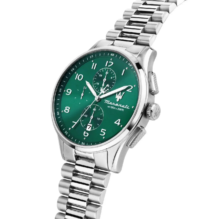 Orologio Uomo Maserati Sorpasso Acciaio Satinato Quarzo Verde Crono Data R8873624006