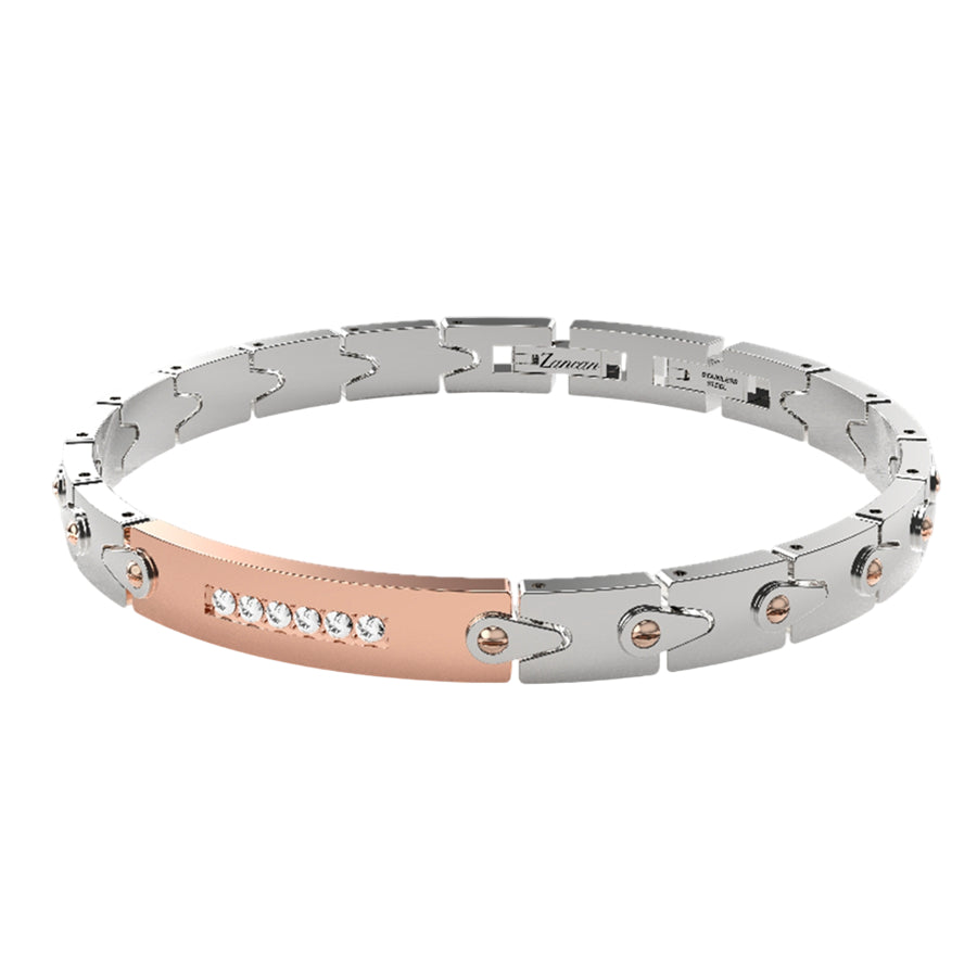 Bracciale Uomo Zancan Acciaio Targhetta Rosè EHB405