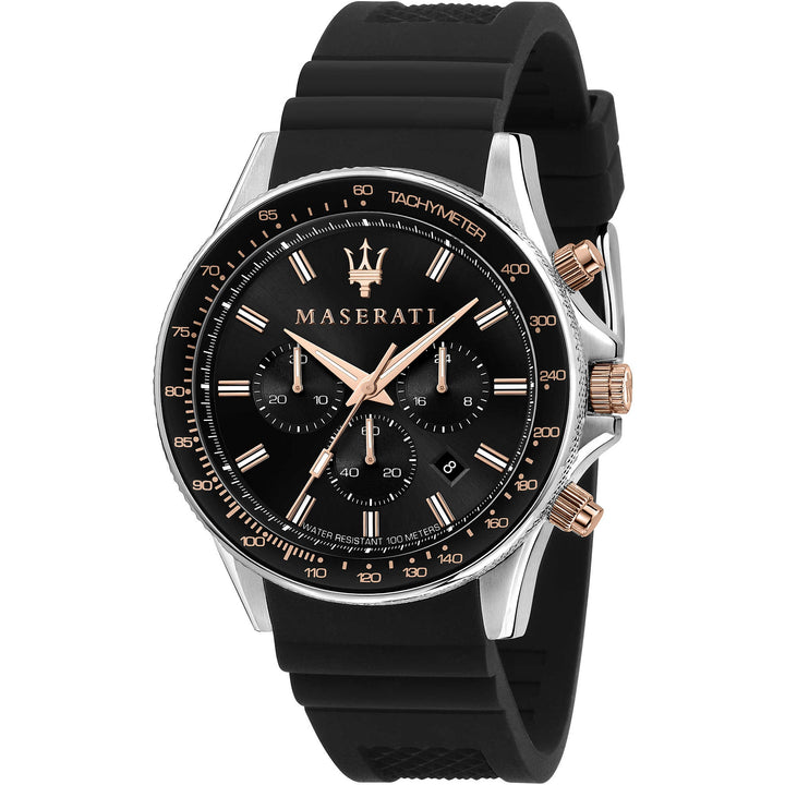 Orologio Uomo Acciaio Maserati Quarzo Cronografo Data  Rosè Nero R8871640002
