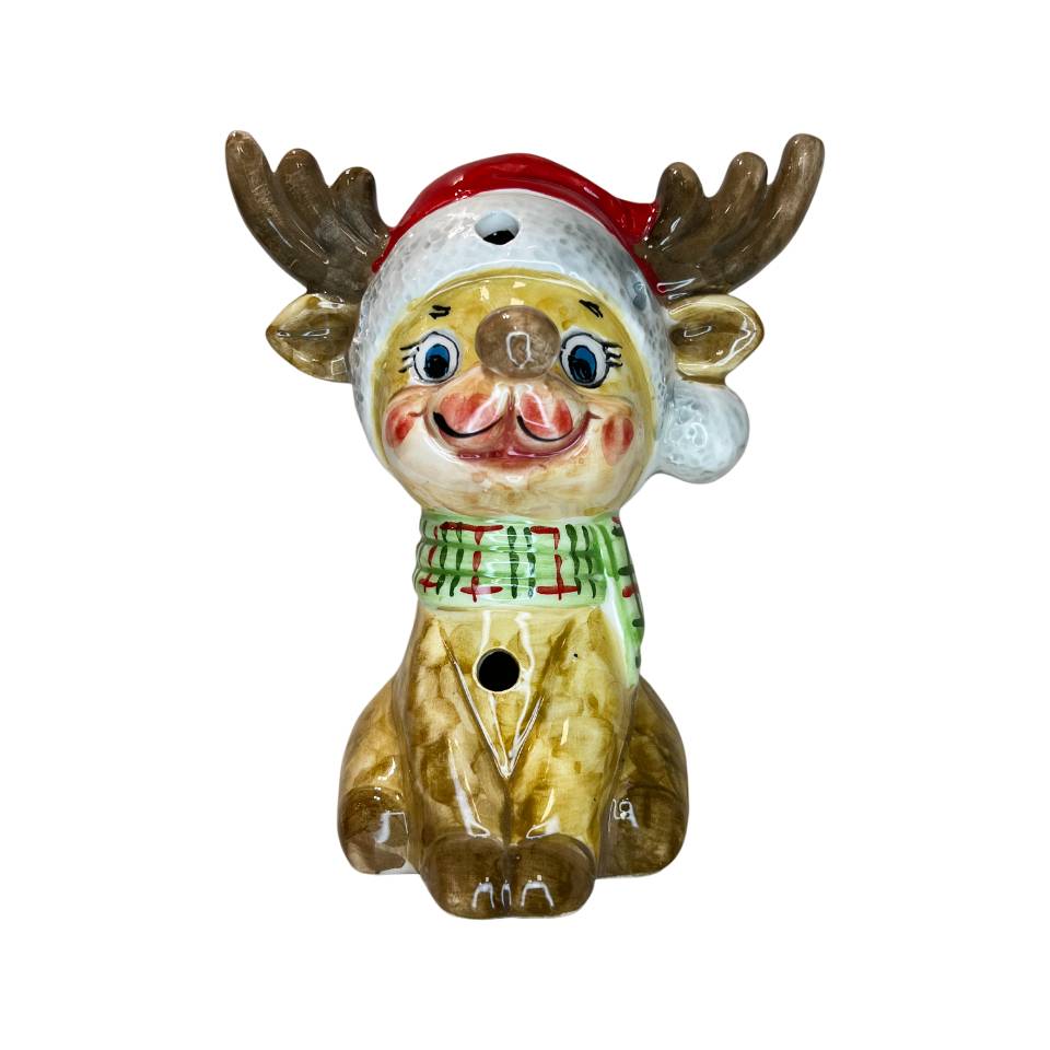 Renna Media Capodimonte Led Sciarpa Verde 16cm CAP35