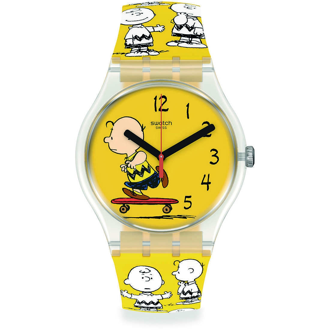 Orologio Uomo Swatch Solo Tempo Nero Peanuts SO29Z101
