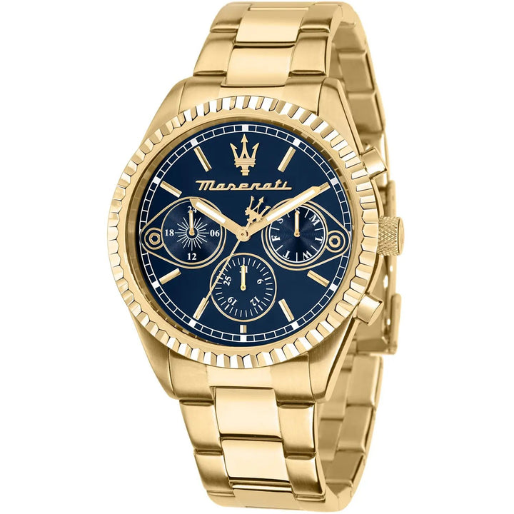 Orologio Uomo Maserati Multifunzione Quarzo Acciaio Dorato Blu Competizione R8853100026