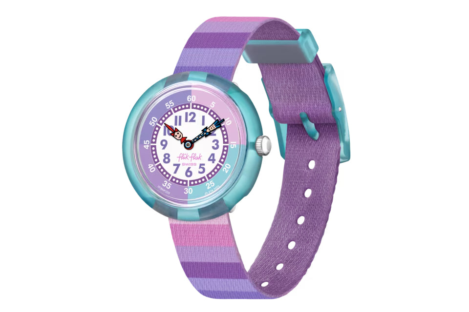 Orologio Bambina Swatch Flik Flak Stripy Purple Viola ZFBNP225
