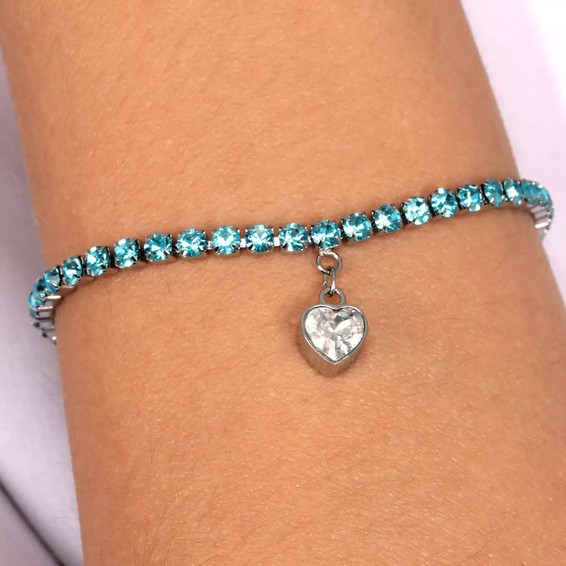 Bracciale Donna La Petite Story Acciaio Con Zirconi Turchesi E Charm Cuore LPS05ASD30