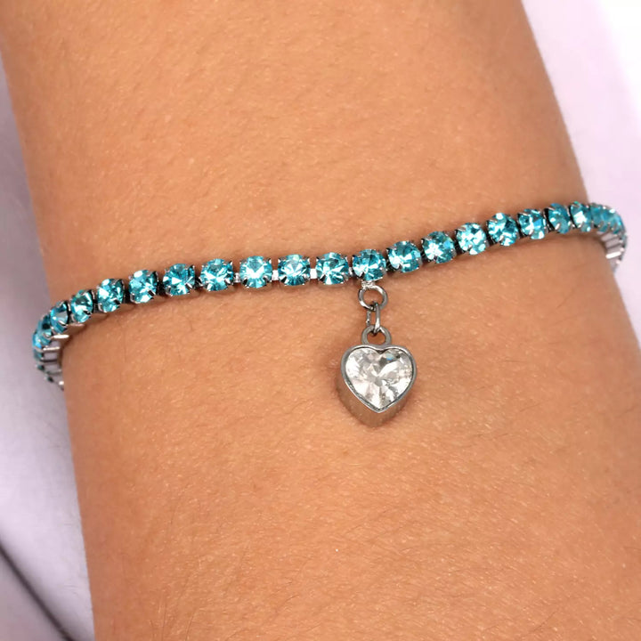 Bracciale Donna La Petite Story Acciaio Con Zirconi Turchesi E Charm Cuore LPS05ASD30