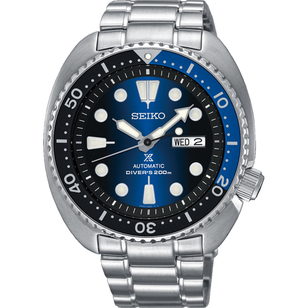 Orologio Uomo Acciaio Seiko Prospex save the ocean Automatico Doppia Data ghiera Nera/blu