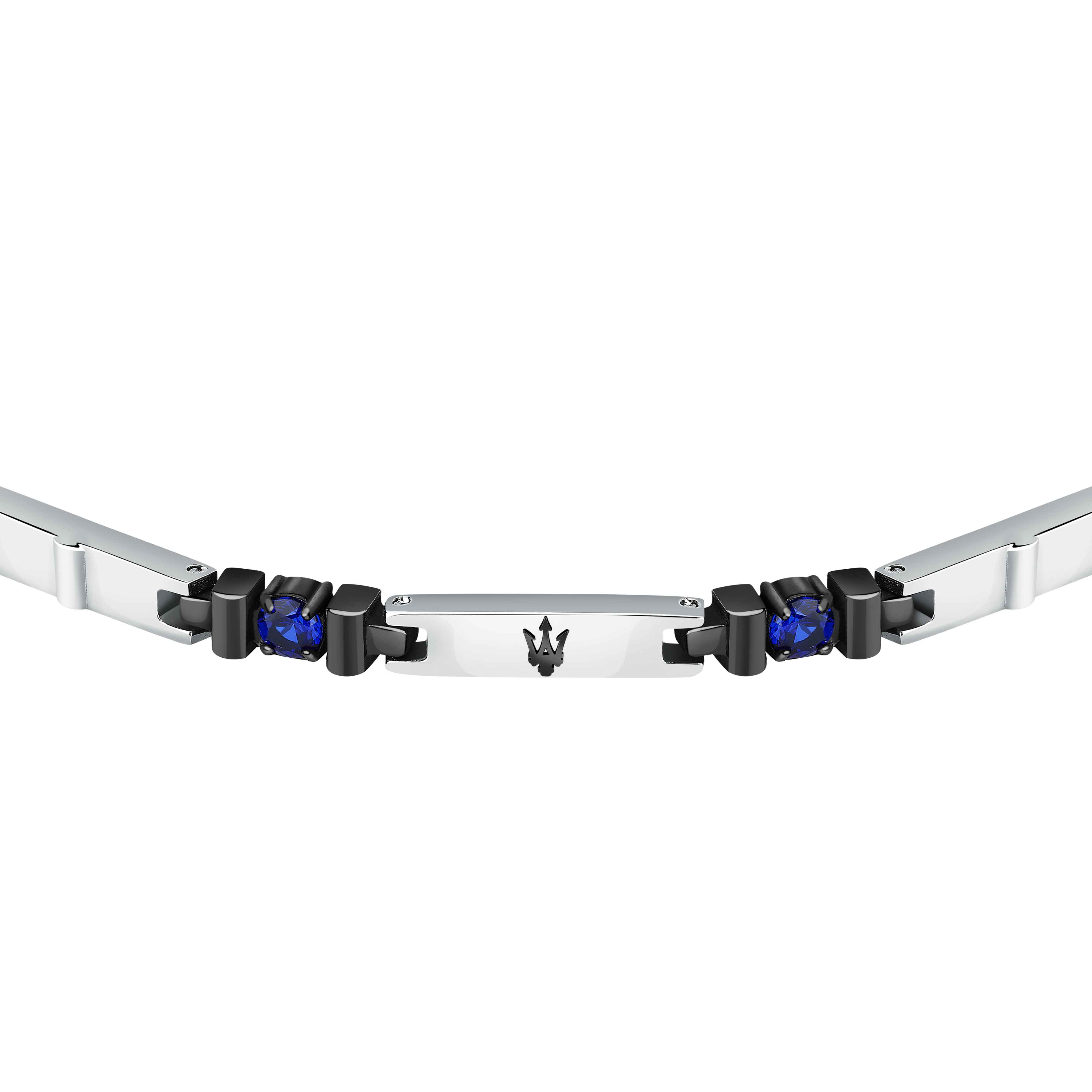 Bracciale Uomo Maserati Acciaio Zirconi Neri Logo Tridente JM224AXO04