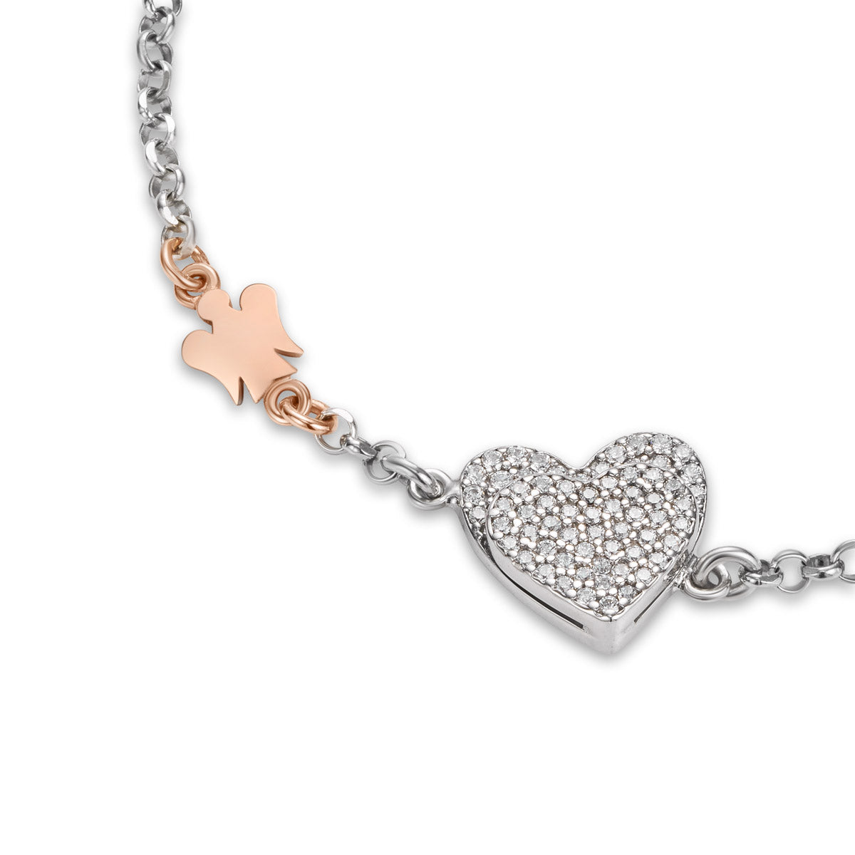 Bracciale Donna Roberto Giannotti Argento 925 Angelo Cuore Zirconi Bianchi GIA435