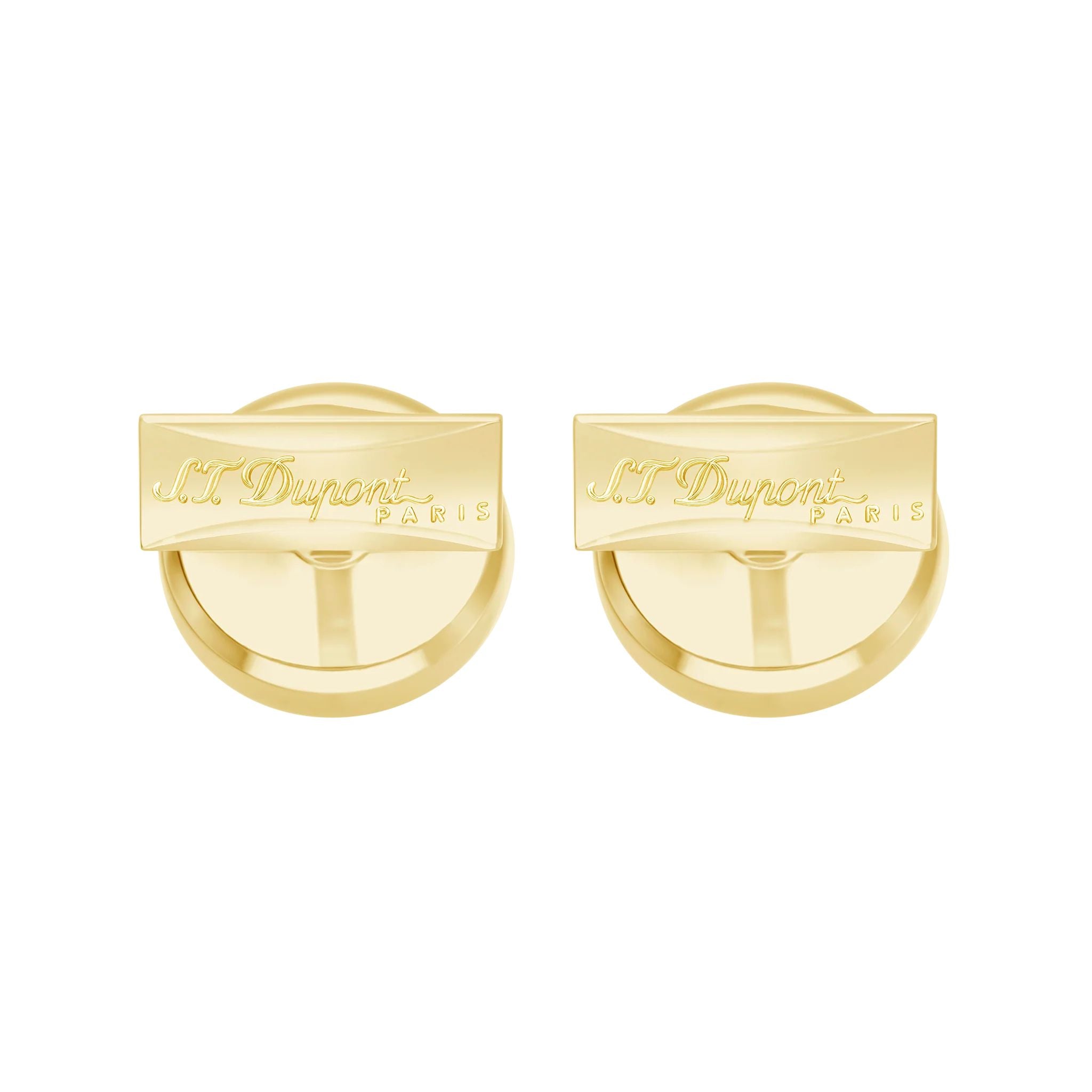 Gemelli Uomo Dupont Acciaio Dorato Smalto Nero Logo 005833