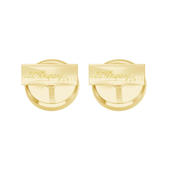 Gemelli Uomo Dupont Acciaio Dorato Smalto Nero Logo 005833
