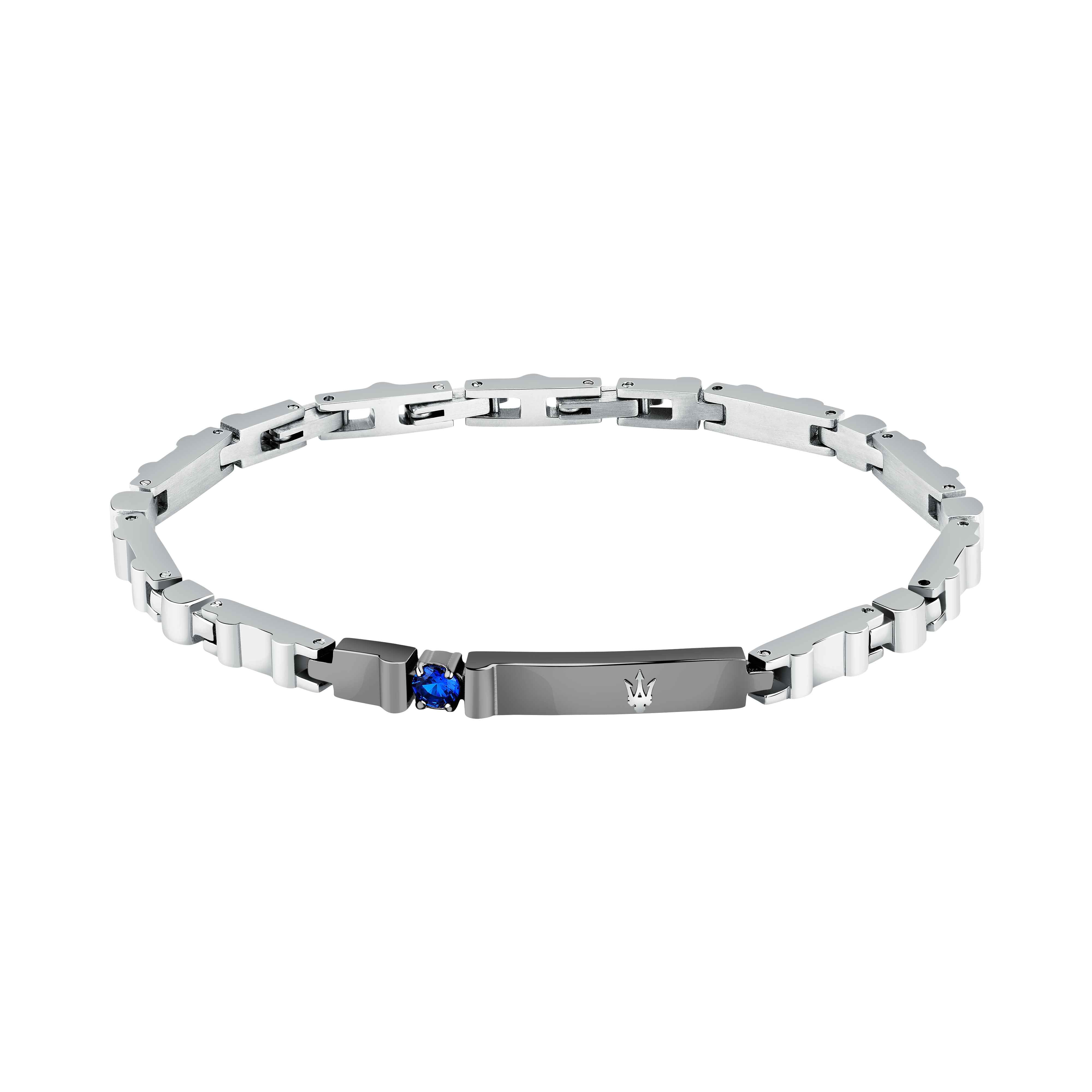 Bracciale Uomo Maserati Acciaio Zirconi Neri Logo Tridente JM224AXO03