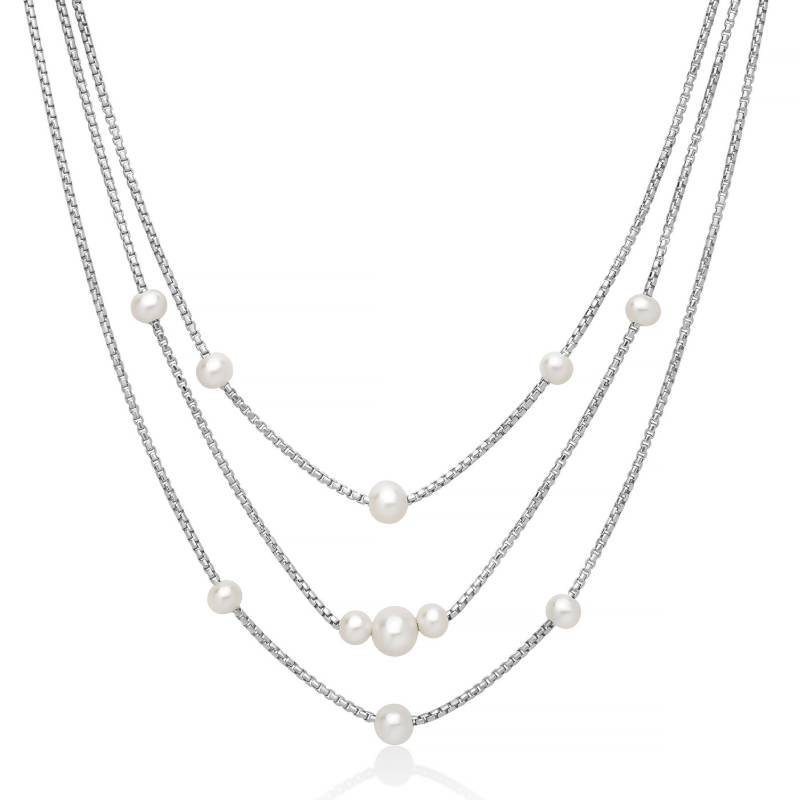 Collana Donna Miluna Argento 925 Multifilo Perle Oriente Bianche PCL6951