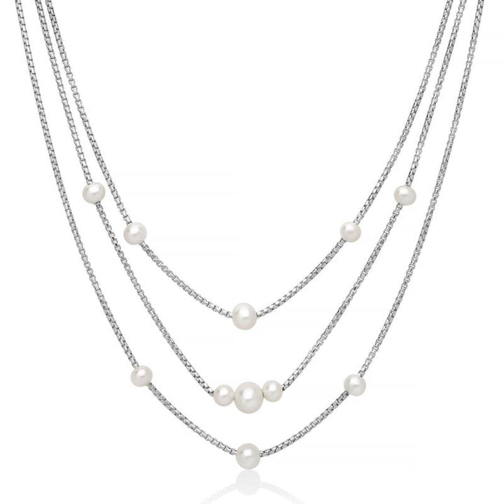 Collana Donna Miluna Argento 925 Multifilo Perle Oriente Bianche PCL6951