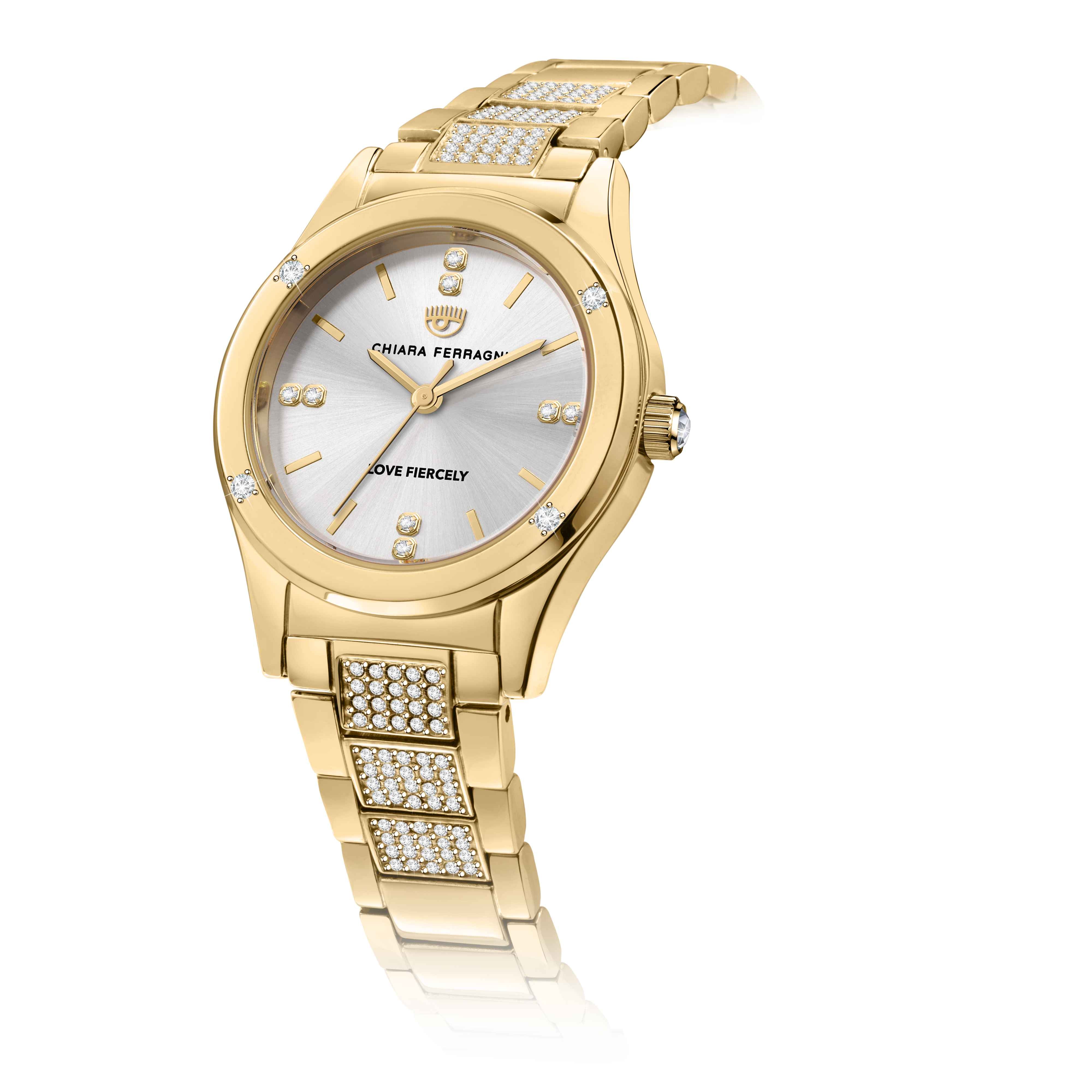 Orologio Donna Chiara Ferragni Quarzo Solo Tempo Acciaio Dorato Zirconi Bianchi