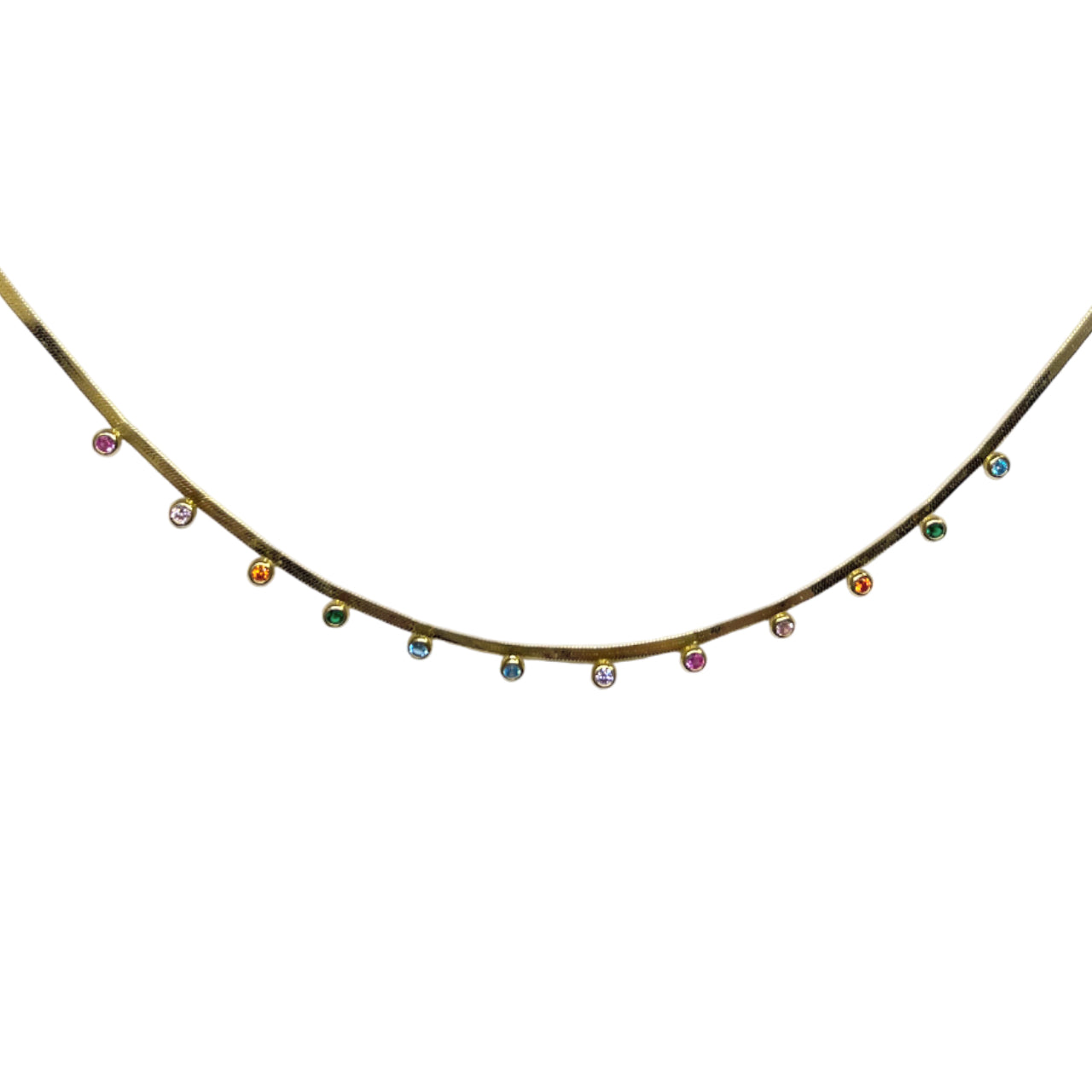 Collana Donna Re Mida Snake Argento Dorato Zirconi Colorati Choker-3