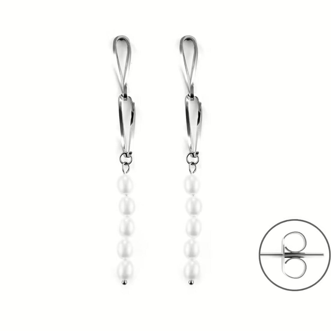 Orecchini Donna 4US Cesare Paciotti Acciaio Catena Perle 4UOR6470W