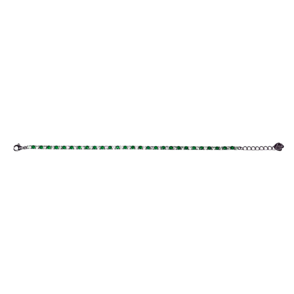 Bracciale Unisex Re Mida Tennis Argento 925 Zirconi Verdi Bianchi BR DJV-15V