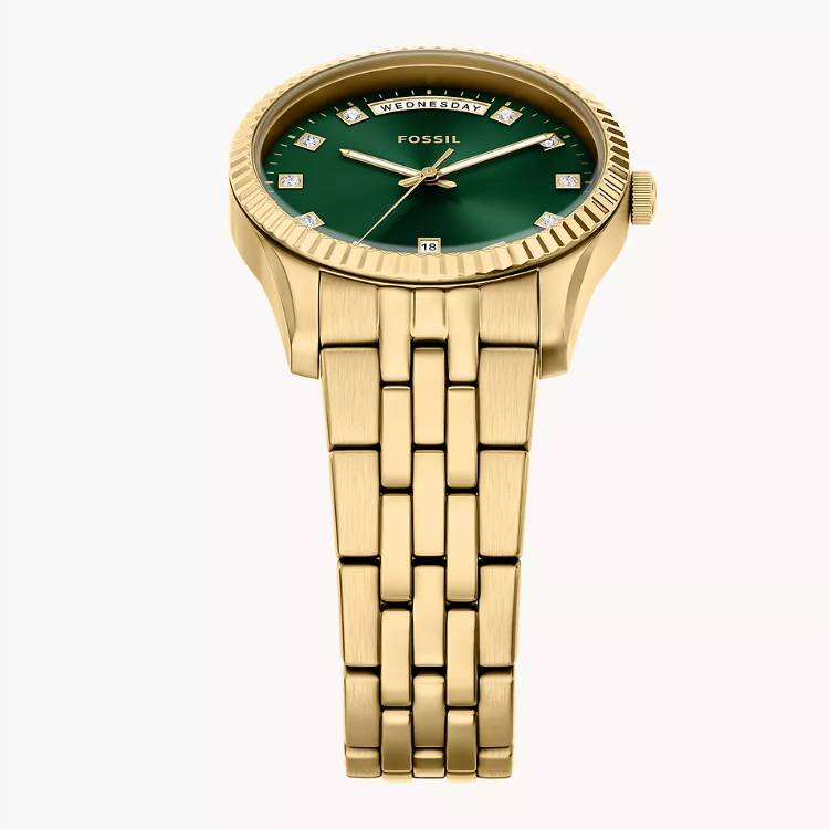 Orologio Donna Fossil Scarlette Acciaio Dorato Verde ES5460