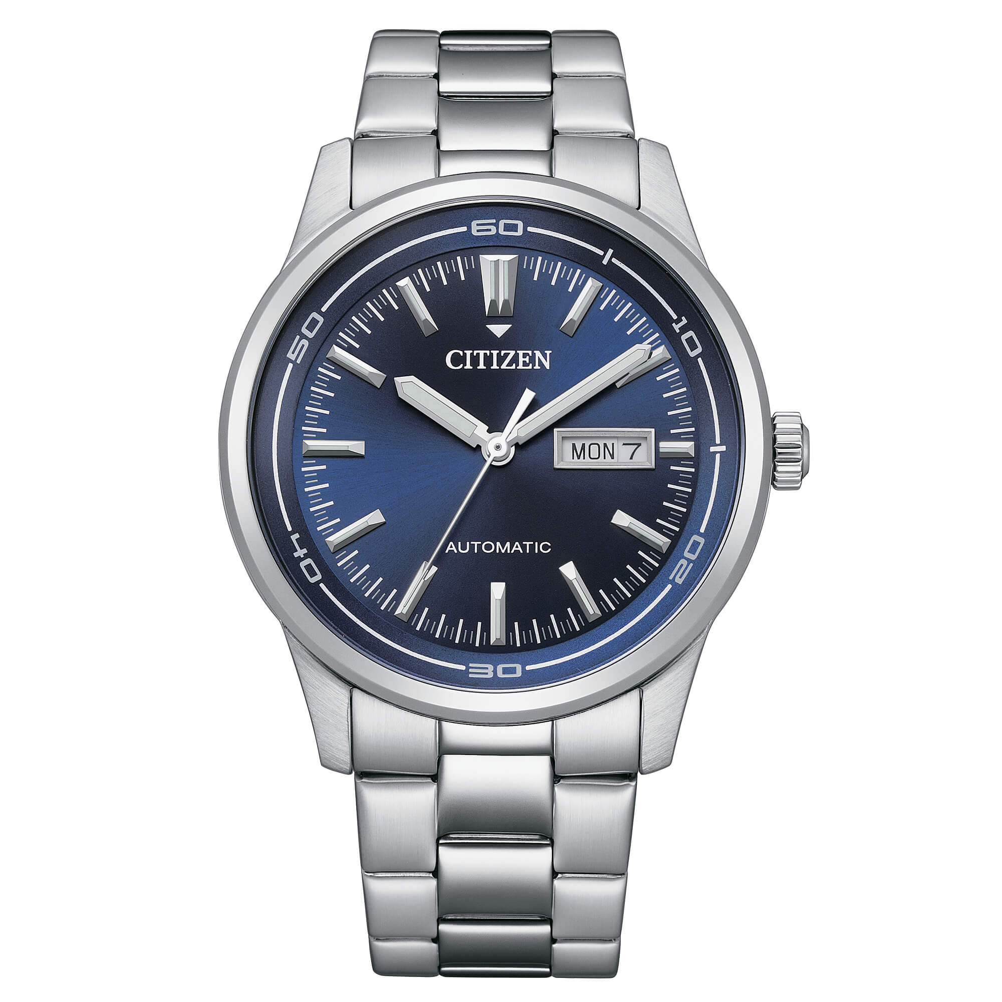 Orologio Uomo Citizen Automatico Blu Doppia Data Acciaio Bianco NH8400-87L