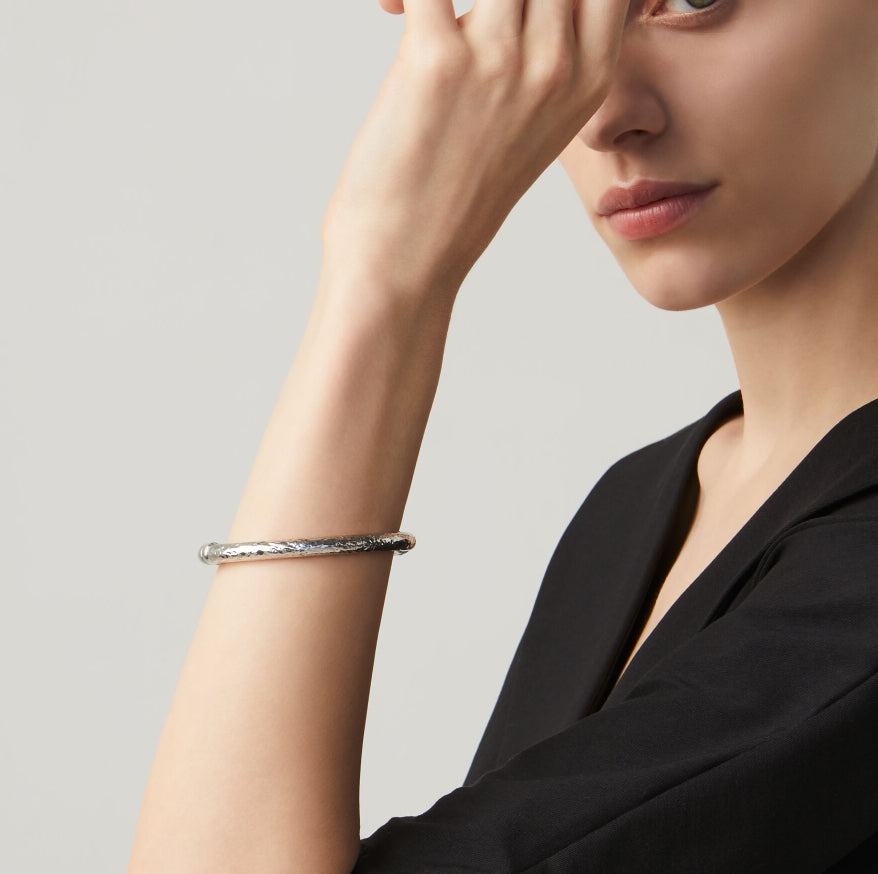 Bracciale Donna Giovanni Raspini Argento 925 Martellato Bangle Rock Piccolo 10240